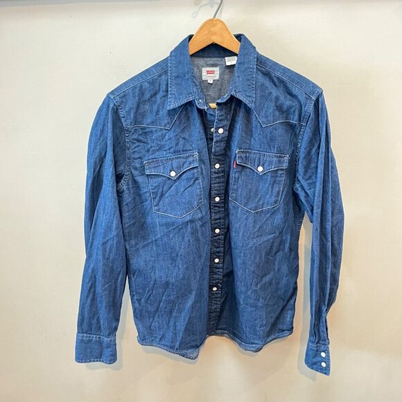 Levi's Wester Medium Denim Pearl Snap Button‎ Front shirt- Size M - Picture 1 of 5